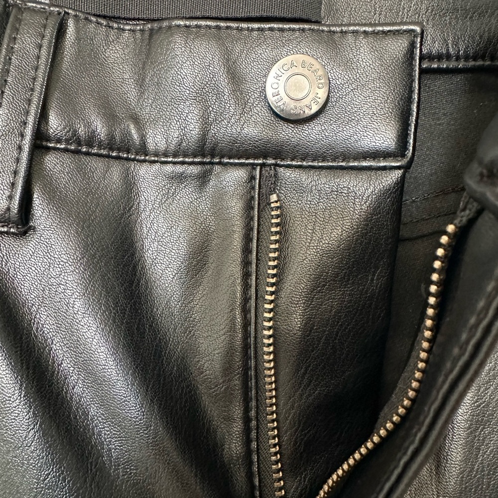 Veronica Beard Black Leather Flare Pants - Picture 4 of 9